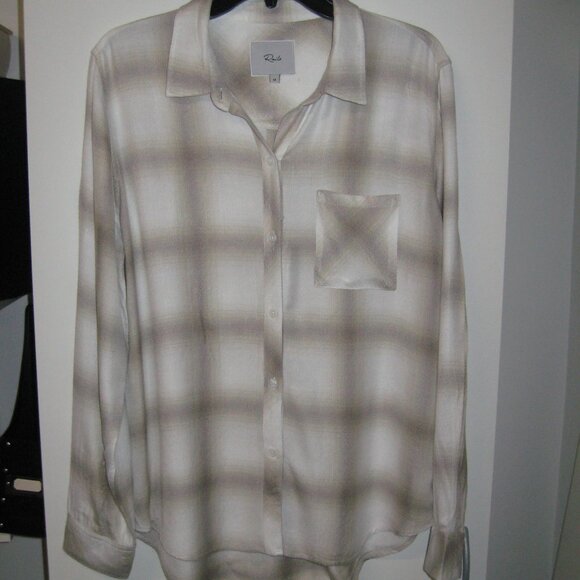 Rails Hunter plaid dove gray button down long sleeve top size medium - Picture 1 of 3